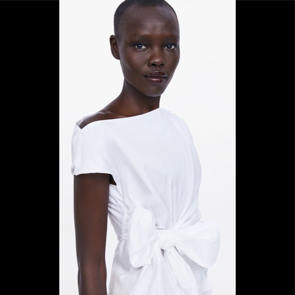 Zara White Bow Top